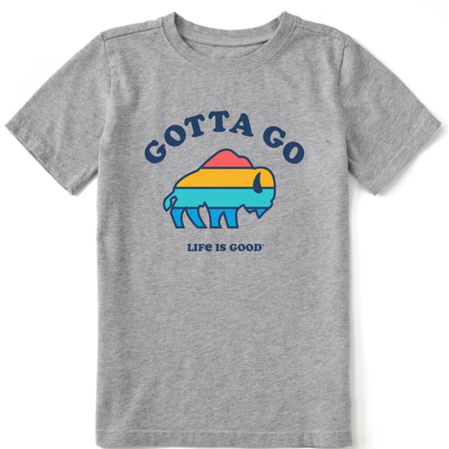 Kids Life is Good Graphic Tees | Kids Clean Gotta Go Buffalo Crusher Tee Heather Gray