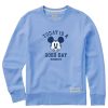 Women Life is Good Sweatshirts & Hoodies | Women'S Clean Steamboat Willie Good Day Simply True Fleece Crew Cornflower Blue