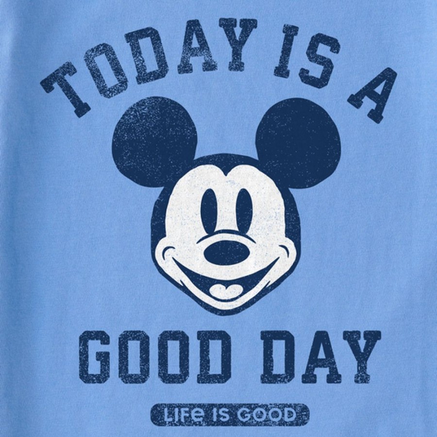 Women Life is Good Sweatshirts & Hoodies | Women'S Clean Steamboat Willie Good Day Simply True Fleece Crew Cornflower Blue