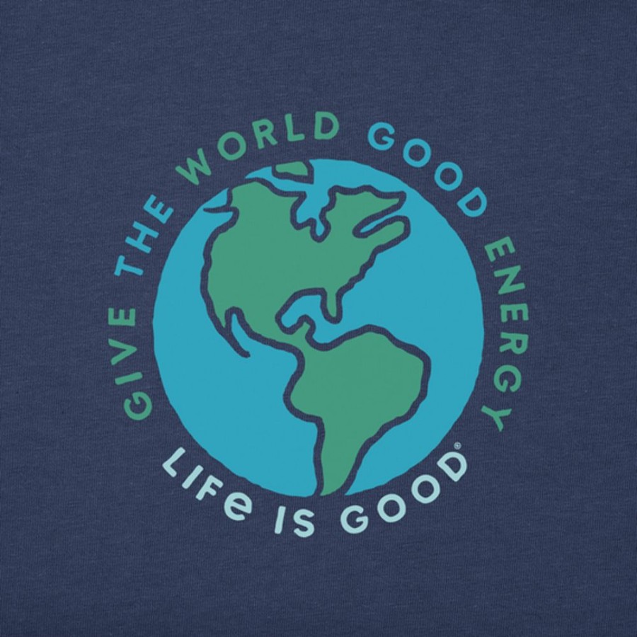 Women Life is Good Boxy Tees | Women'S Global Unity Boxy Crusher Tee Darkest Blue