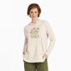 Women Life is Good Crusher-Flex Apparel | Women'S Sunflower Sketch Crusher-Flex Hoodie Tunic Putty White