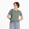 Women Life is Good Graphic Tees | Women'S Floral Sketch Pattern Crusher-Lite Easy Tee Moss Green