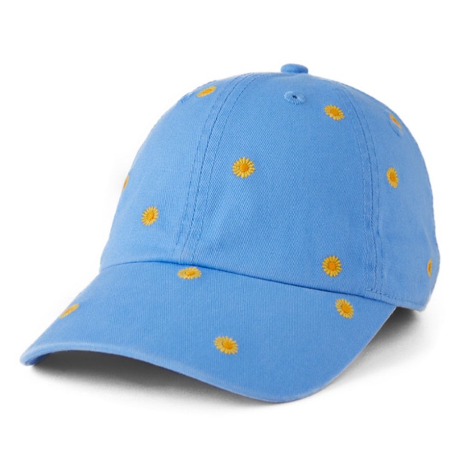 Men Life is Good Hats | Sunflower Pattern Chill Cap Cornflower Blue