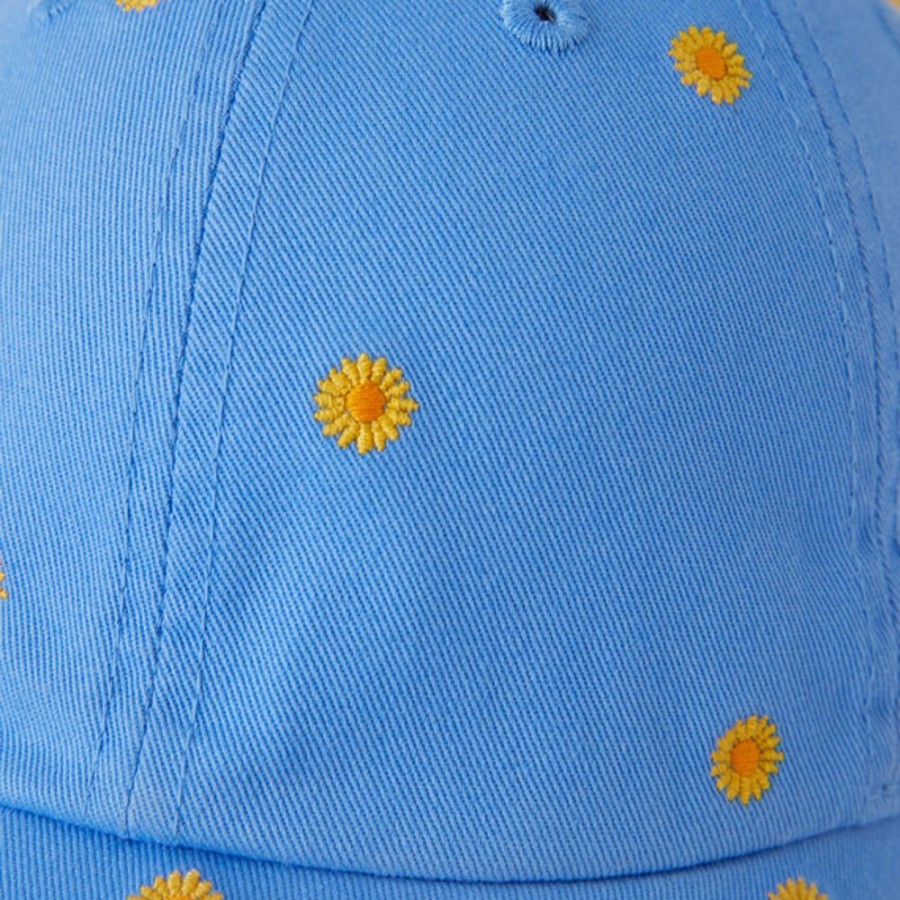 Men Life is Good Hats | Sunflower Pattern Chill Cap Cornflower Blue