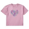 Women Life is Good Boxy Tees | Women'S Flower Heart Boxy Crusher Tee Violet Purple