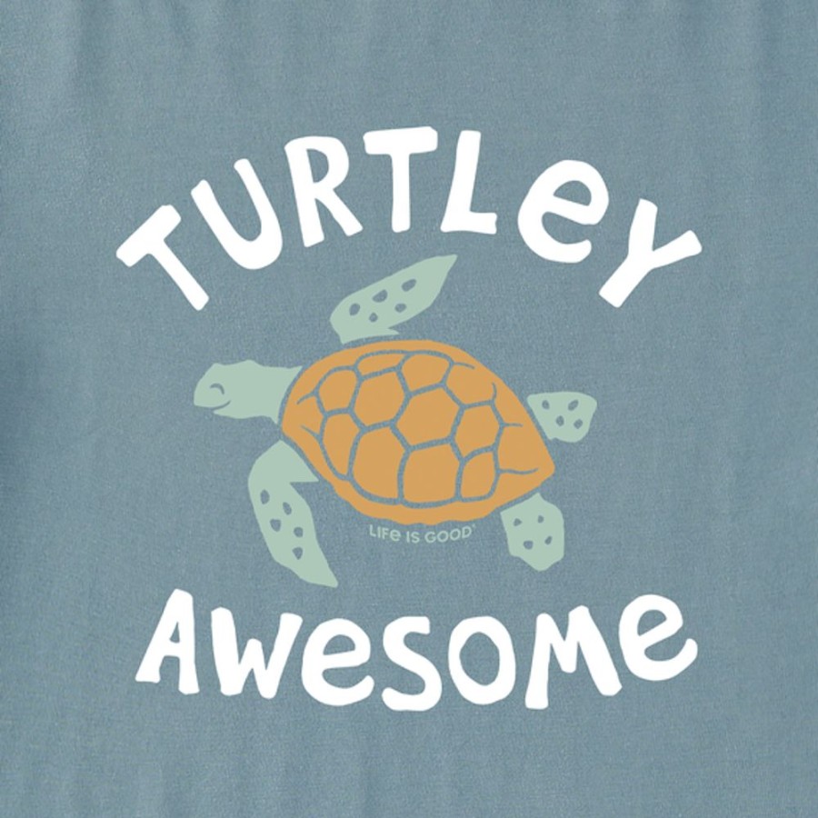 Kids Life is Good Graphic Tees | Kids Turtley Awesome Long Sleeve Crusher Tee Smoky Blue