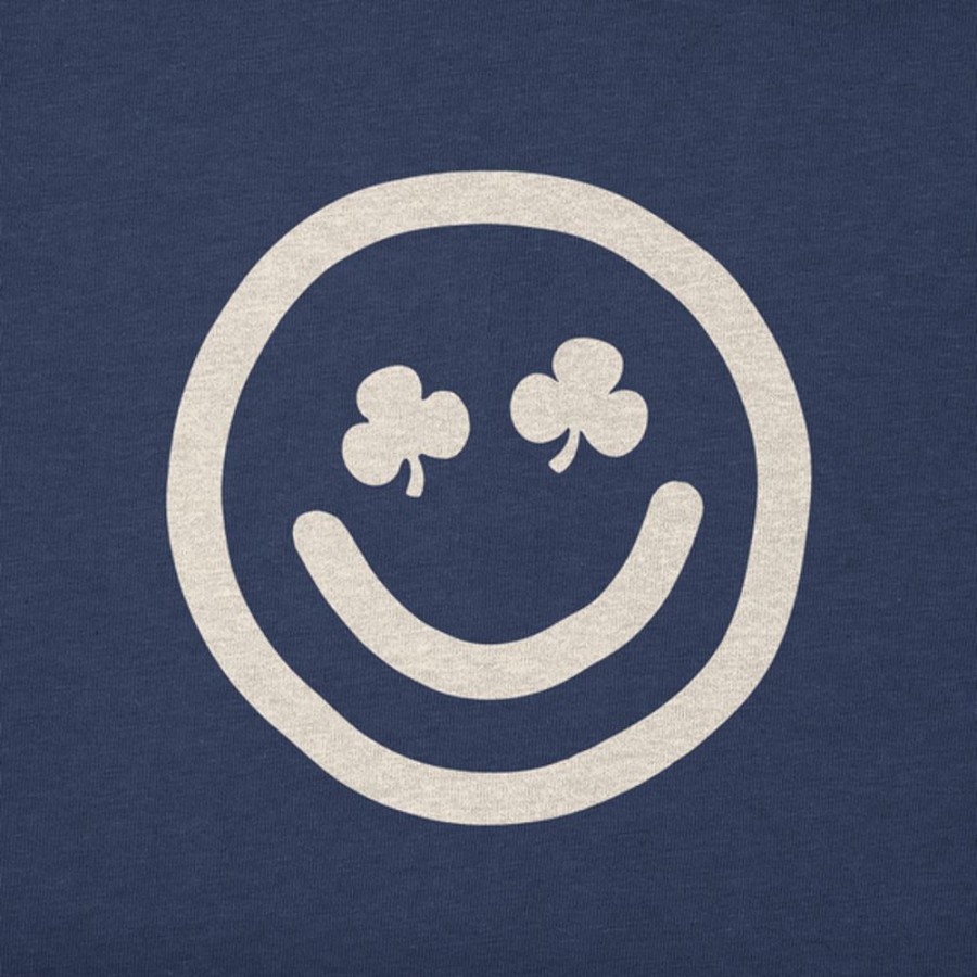 Kids Life is Good Graphic Tees | Kids Clean Clover Smiley Face Crusher Tee Darkest Blue