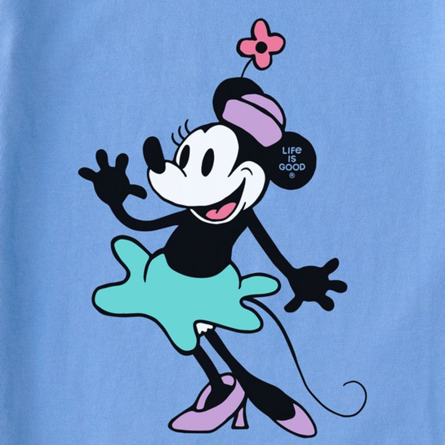 Women Life is Good Boxy Tees | Women'S Clean Steamboat Willie Miss Mouse Boxy Crusher Tee Cornflower Blue