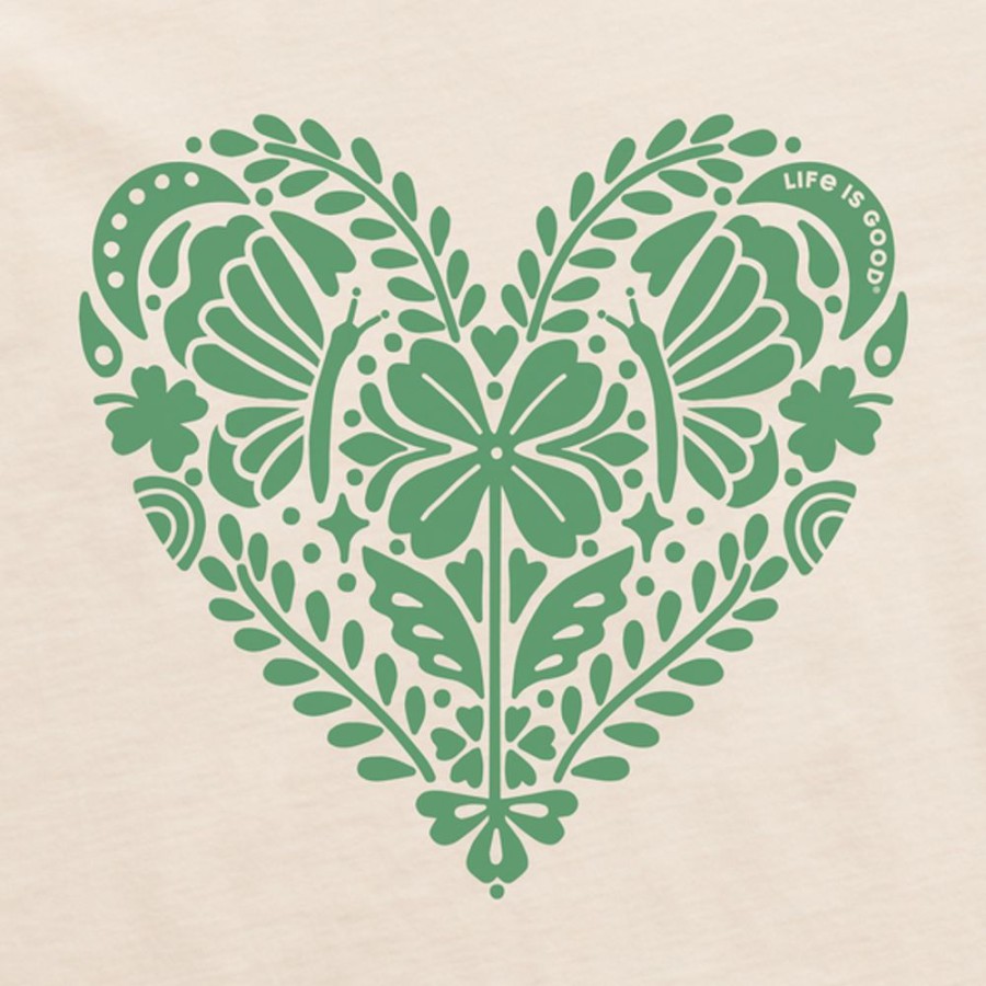 Women Life is Good Graphic Tees | Women'S Celtic Clover Heart Crusher Vee Putty White