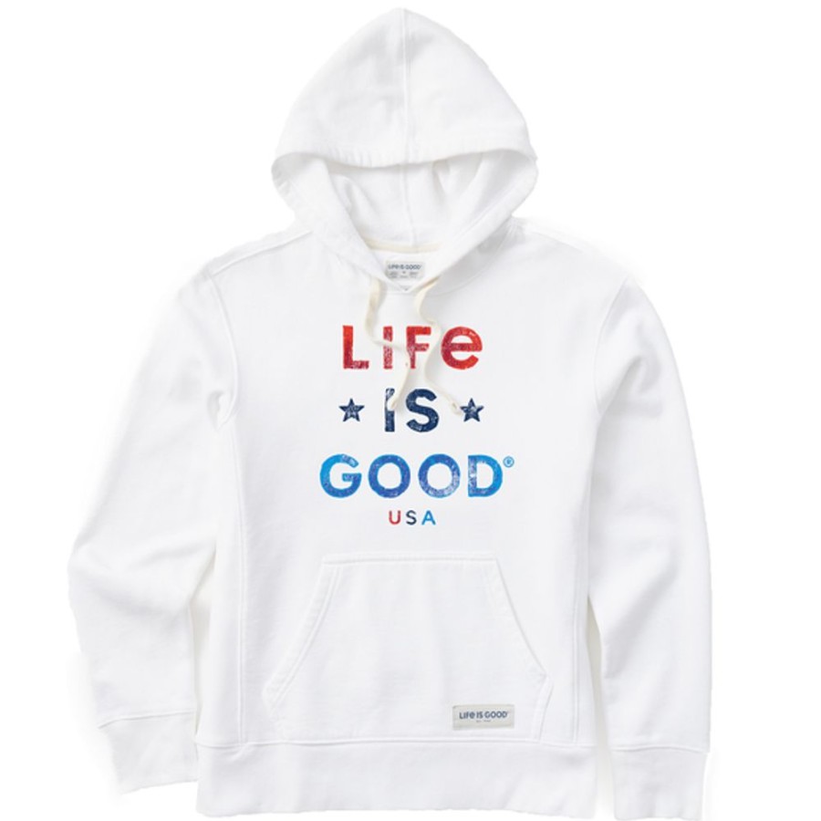 Women Life is Good Sweatshirts & Hoodies | Women'S Life Is Good Usa Simply True Fleece Hoodie Cloud White