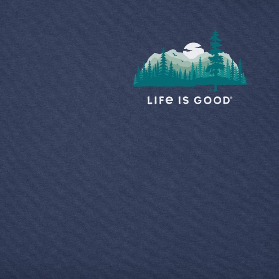 Men Life is Good Graphic Tees | Men'S Evergreen Silhouette Long Sleeve Crusher Tee Darkest Blue