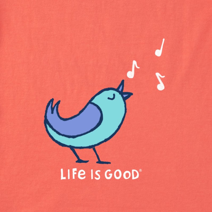 Women Life is Good Graphic Tees | Women'S Alright Bird Short Sleeve Vee Mango Orange