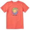 Kids Life is Good Graphic Tees | Kids Groovy Tie Dye Flower Vibes Crusher Tee Mango Orange