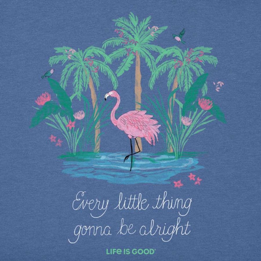 Women Life is Good Graphic Tees | Women'S Every Little Thing Flamingo Long Sleeve Crusher Vee Vintage Blue