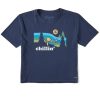 Women Life is Good Boxy Tees | Women'S Vintage Chillin' Winnie & P Hammock Boxy Crusher Tee Darkest Blue