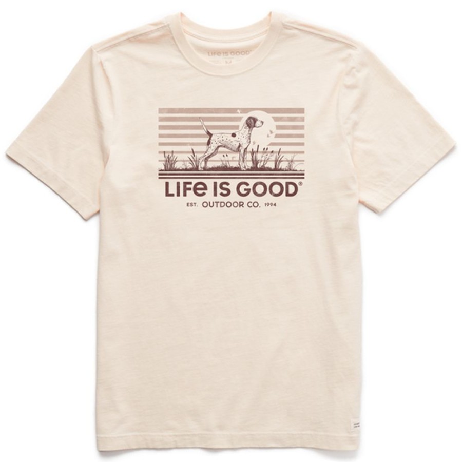 Men Life is Good Graphic Tees | Men'S Fineline Outdoor Co. English Pointer Short Sleeve Tee Putty White