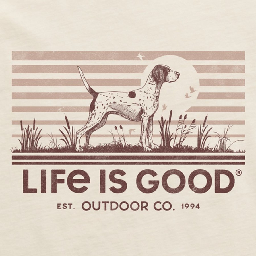 Men Life is Good Graphic Tees | Men'S Fineline Outdoor Co. English Pointer Short Sleeve Tee Putty White