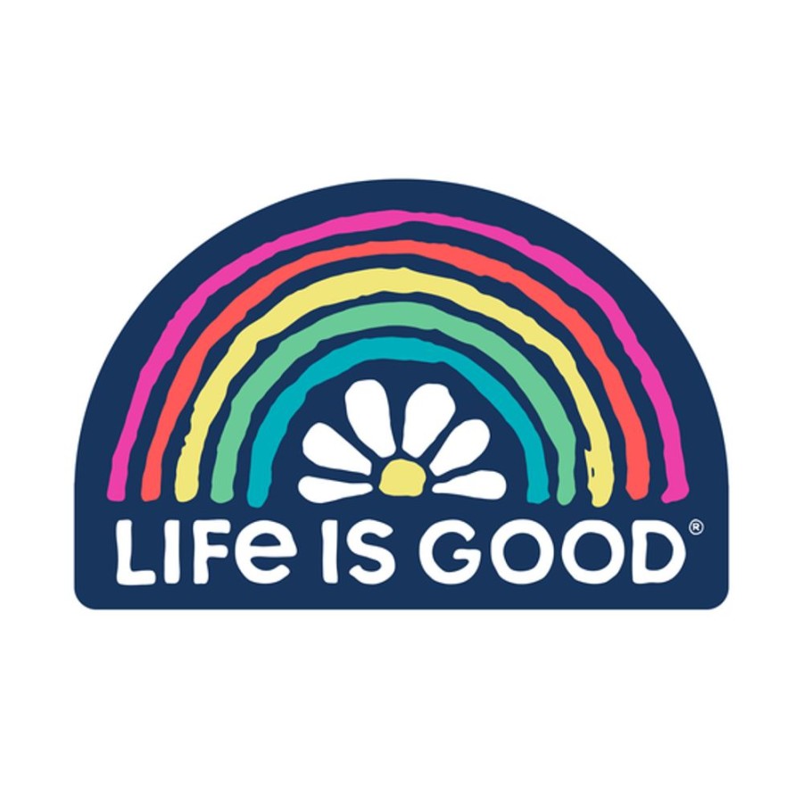 Home Life is Good Stickers & Magnets | Daisy Rainbow Small Die Cut Decal Darkest Blue