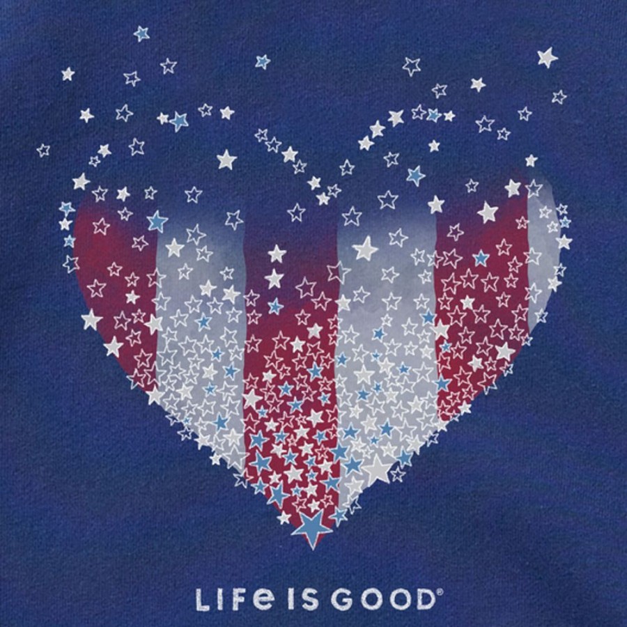 Women Life is Good Sweatshirts & Hoodies | Women'S Heart Stars And Stripes Simply True Fleece Crew Darkest Blue