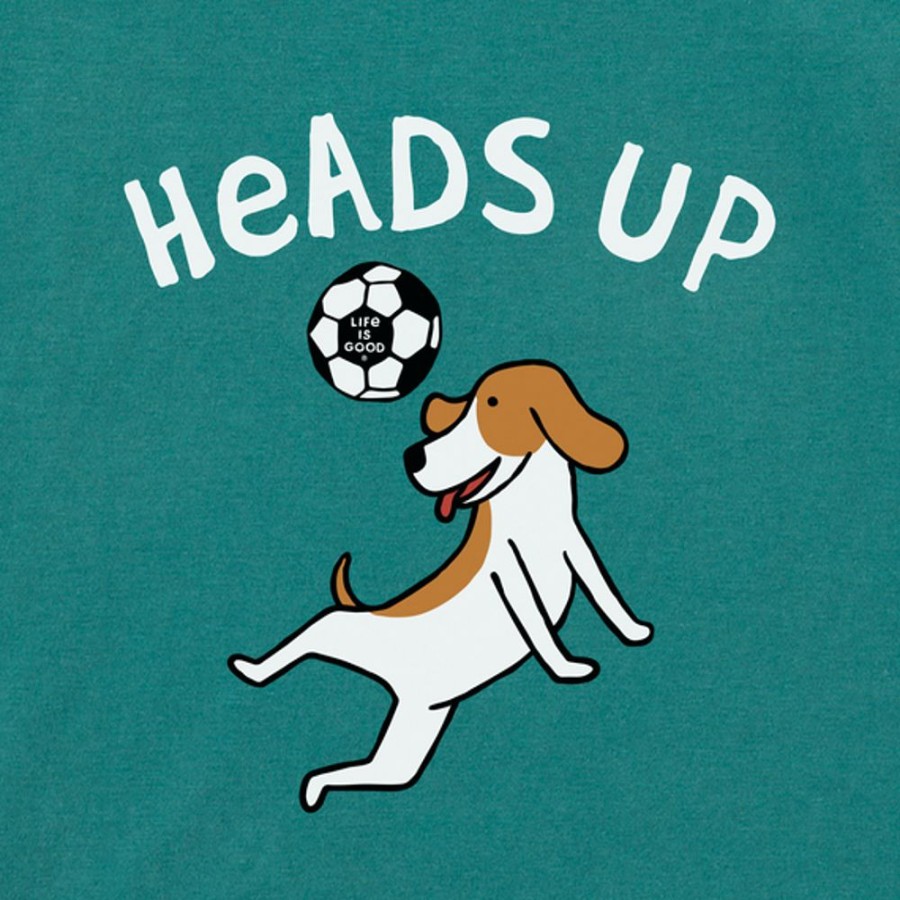 Kids Life is Good Graphic Tees | Kids Heads Up Soccer Dog Crusher Tee Spruce Green