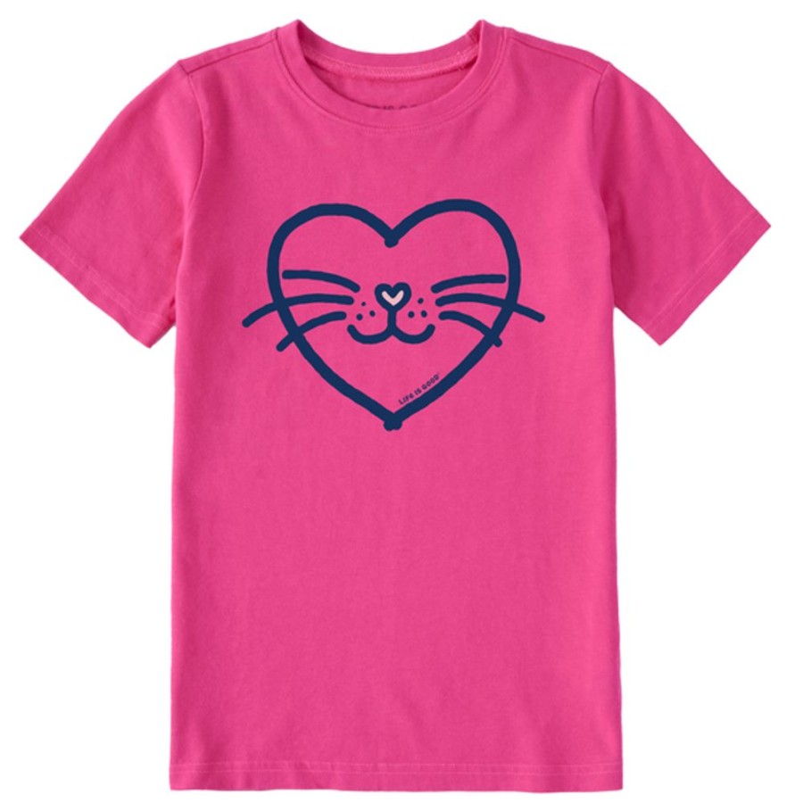 Kids Life is Good Graphic Tees | Kids Whisker Heart Crusher Tee Raspberry Pink