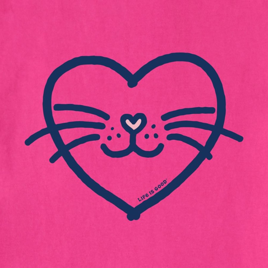 Kids Life is Good Graphic Tees | Kids Whisker Heart Crusher Tee Raspberry Pink