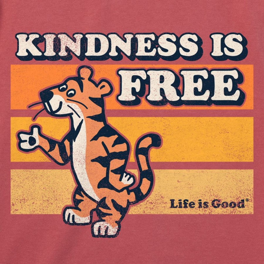 Kids Life is Good Graphic Tees | Kids Vintage Kindness Is Free Tiger Stripes Crusher Tee Faded Red