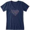 Women Life is Good Graphic Tees | Women'S Hearty Heart Short Sleeve Vee Darkest Blue