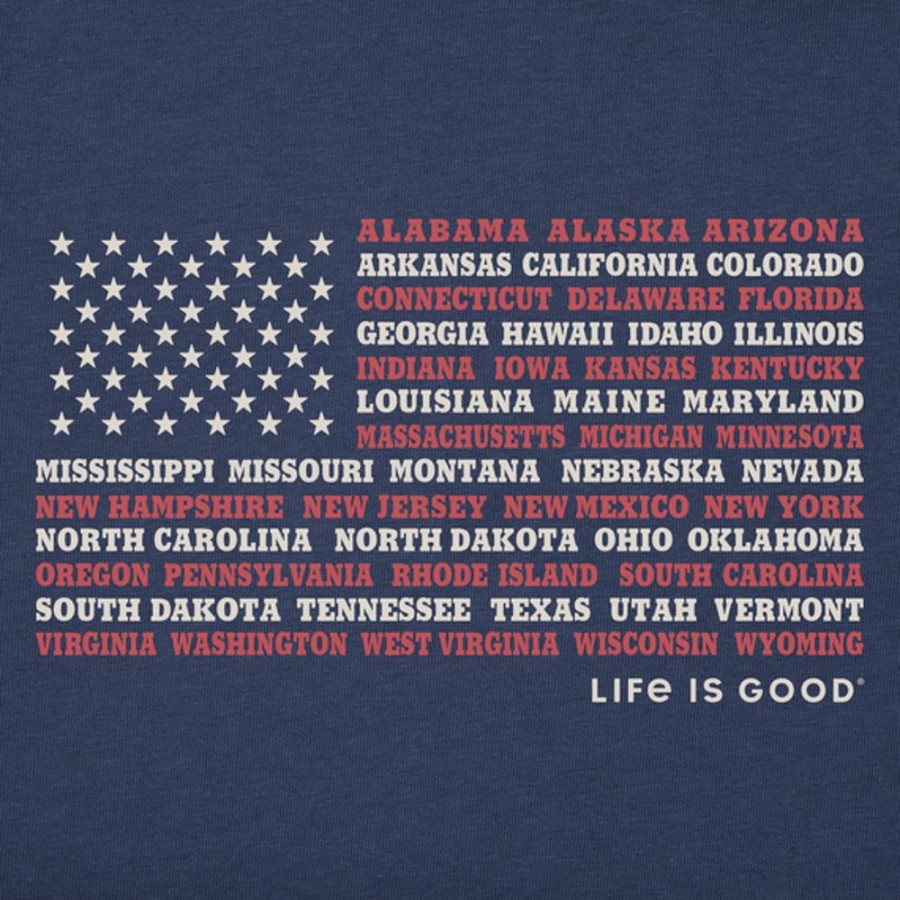 Kids Life is Good Graphic Tees | Kids Clean 50 States Flag Crusher Tee Darkest Blue