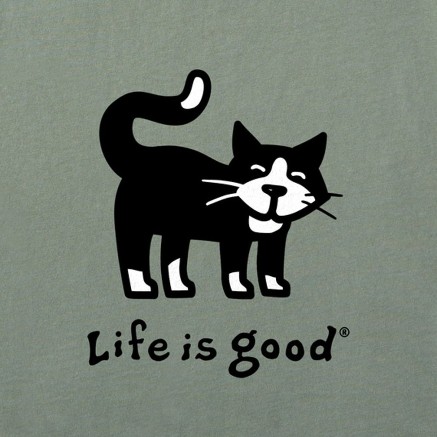 Women Life is Good Graphic Tees | Women'S Vintage Tuxedo Al Mini Boxy Crusher Tee Moss Green