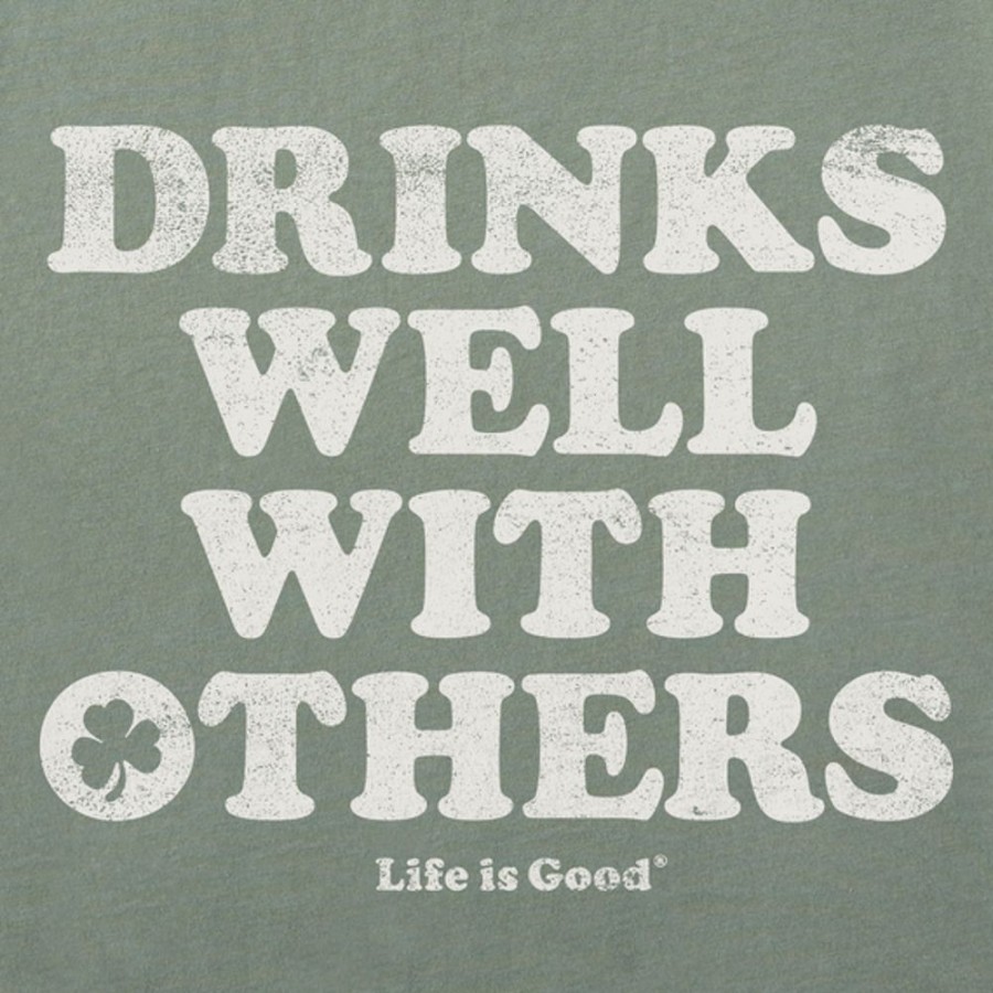 Men Life is Good Graphic Tees | Men'S Clean Cooper Drinks Well With Others Short Sleeve Tee Moss Green