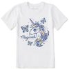 Kids Life is Good Graphic Tees | Kids Unicorns And Butterflies Crusher Tee Cloud White