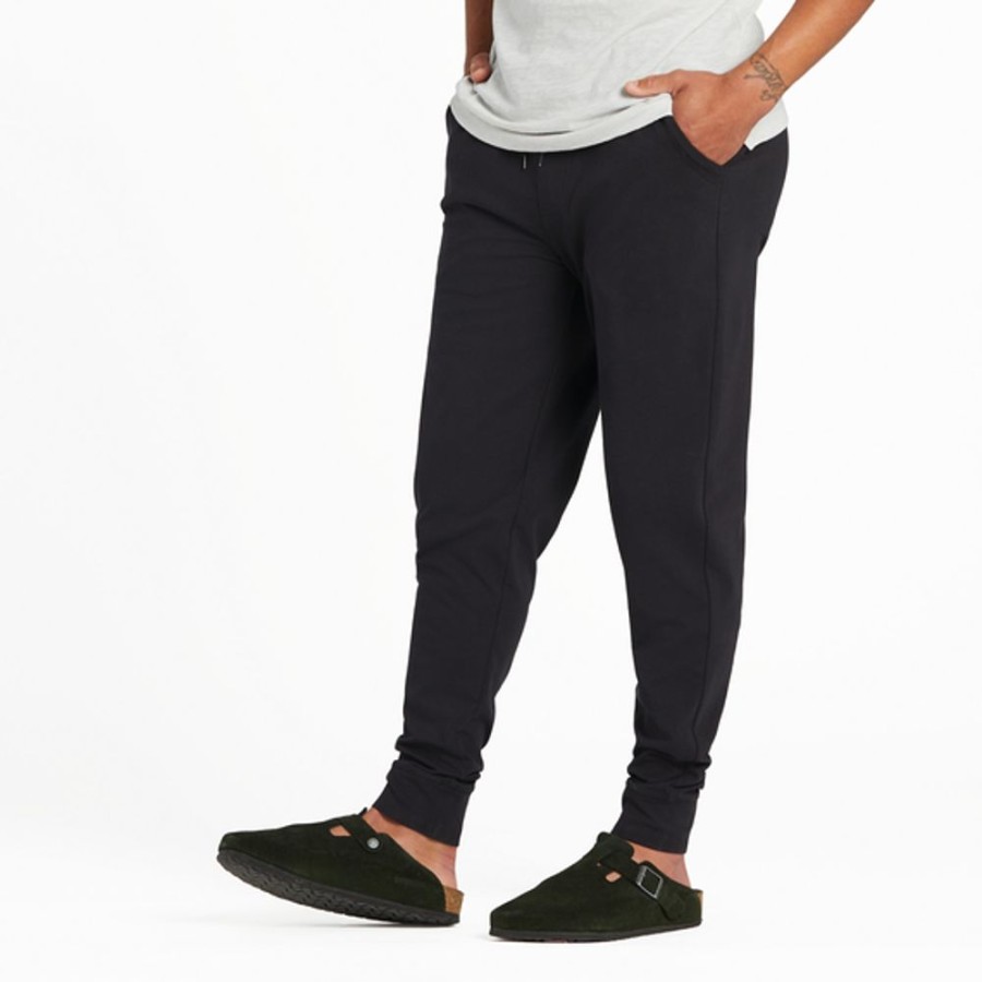 Men Life is Good Lounge & Sleepwear | Men'S Solid Crusher-Flex Jogger Jet Black