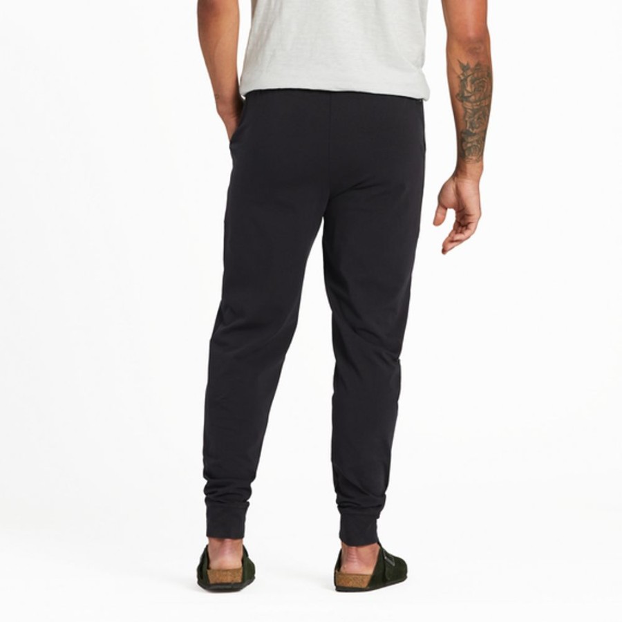 Men Life is Good Lounge & Sleepwear | Men'S Solid Crusher-Flex Jogger Jet Black