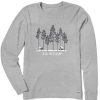 Women Life is Good Graphic Tees | Women'S All Is Calm Moose Cabin Long Sleeve Crusher Tee Heather Gray