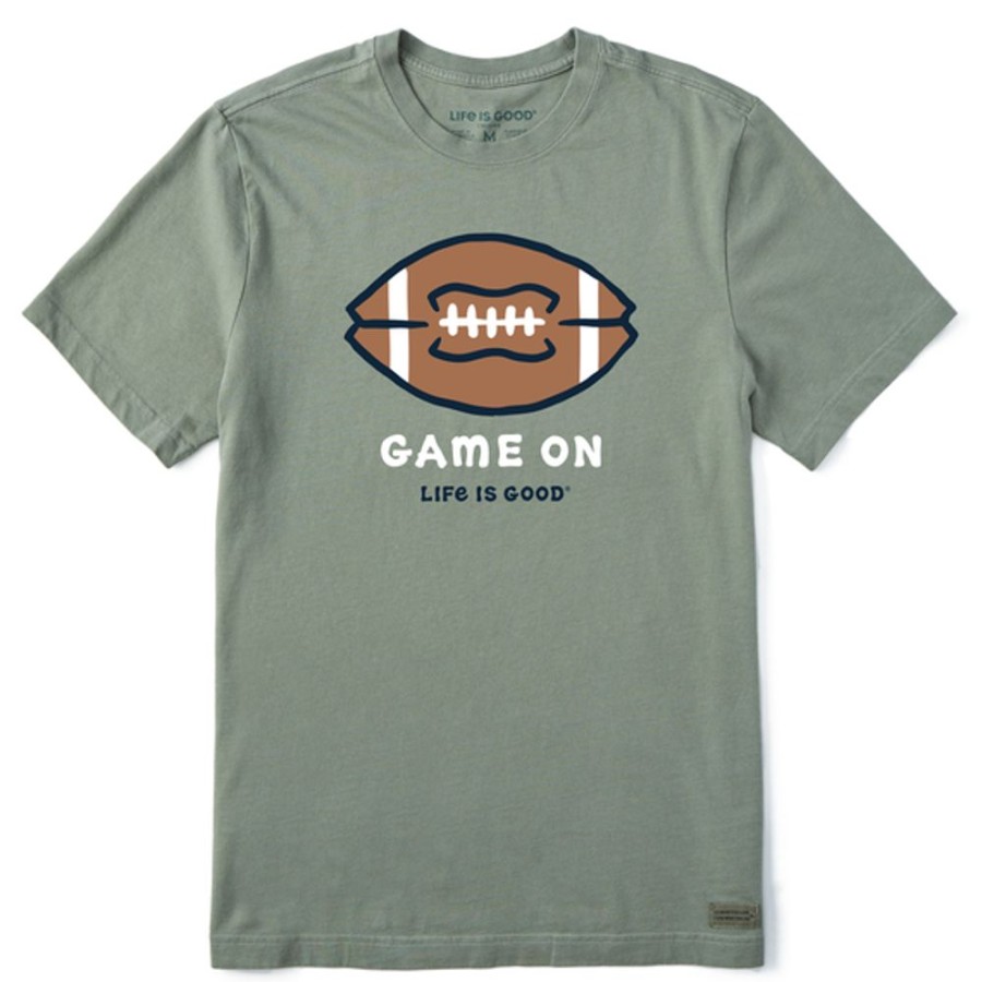 Men Life is Good Graphic Tees | Men'S Game On Football Crusher Tee Moss Green