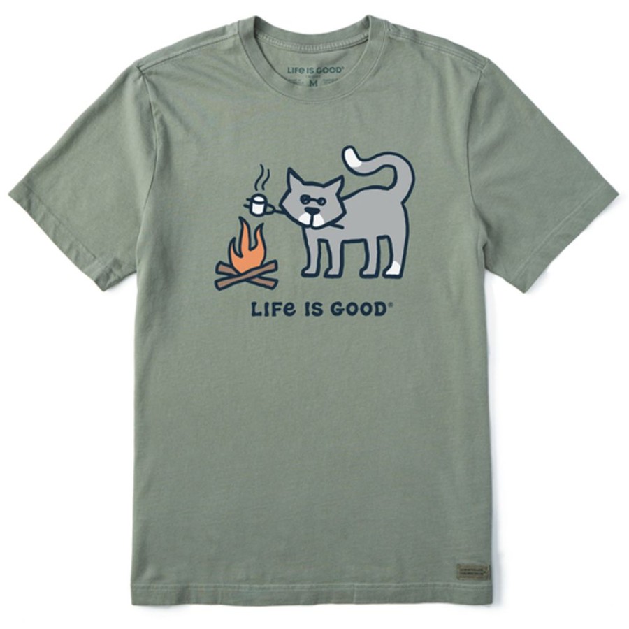 Men Life is Good Graphic Tees | Men'S Vintage Campfire Al Crusher Tee Moss Green