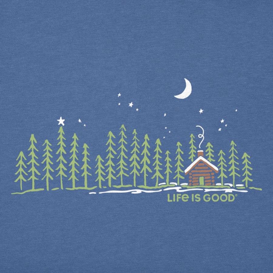 Men Life is Good Graphic Tees | Men'S Cabin Landscape Crusher Tee Vintage Blue