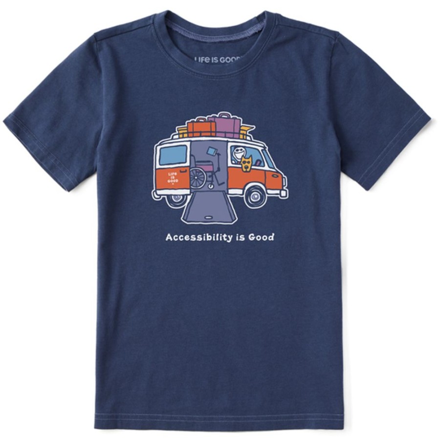 Kids Life is Good Graphic Tees | Kids Vintage Accessibility Is Good Crusher Tee Darkest Blue