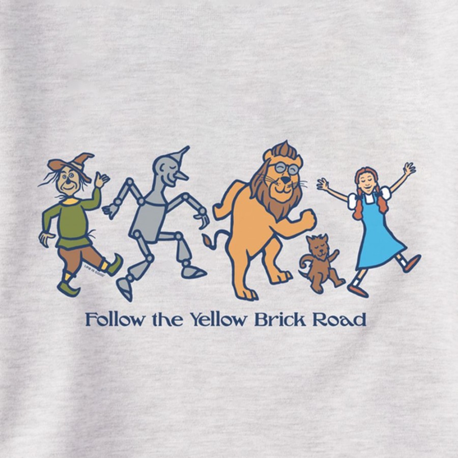 Women Life is Good Sweatshirts & Hoodies | Women'S Wizard Of Oz Follow The Yellow Brick Road Simply True Fleece Crew Light Heather Gray