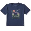 Women Life is Good Boxy Tees | Women'S Clean Dinosaur Life Was Good Boxy Crusher Tee Darkest Blue