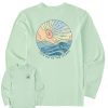 Men Life is Good Graphic Tees | Men'S Take Me To The Ocean Watercolor Long Sleeve Crusher-Lite Tee Sage Green