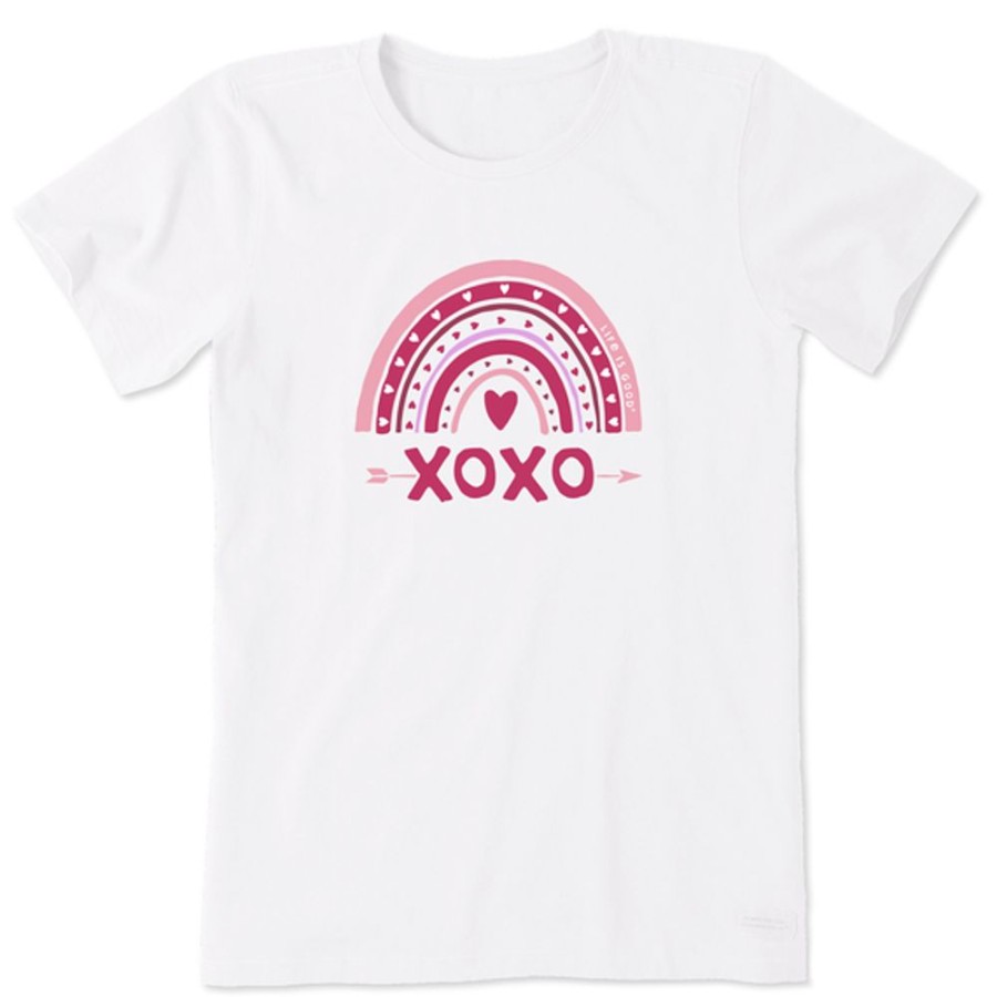 Women Life is Good Graphic Tees | Women'S Naive Xoxo Rainbow Short Sleeve Tee Cloud White