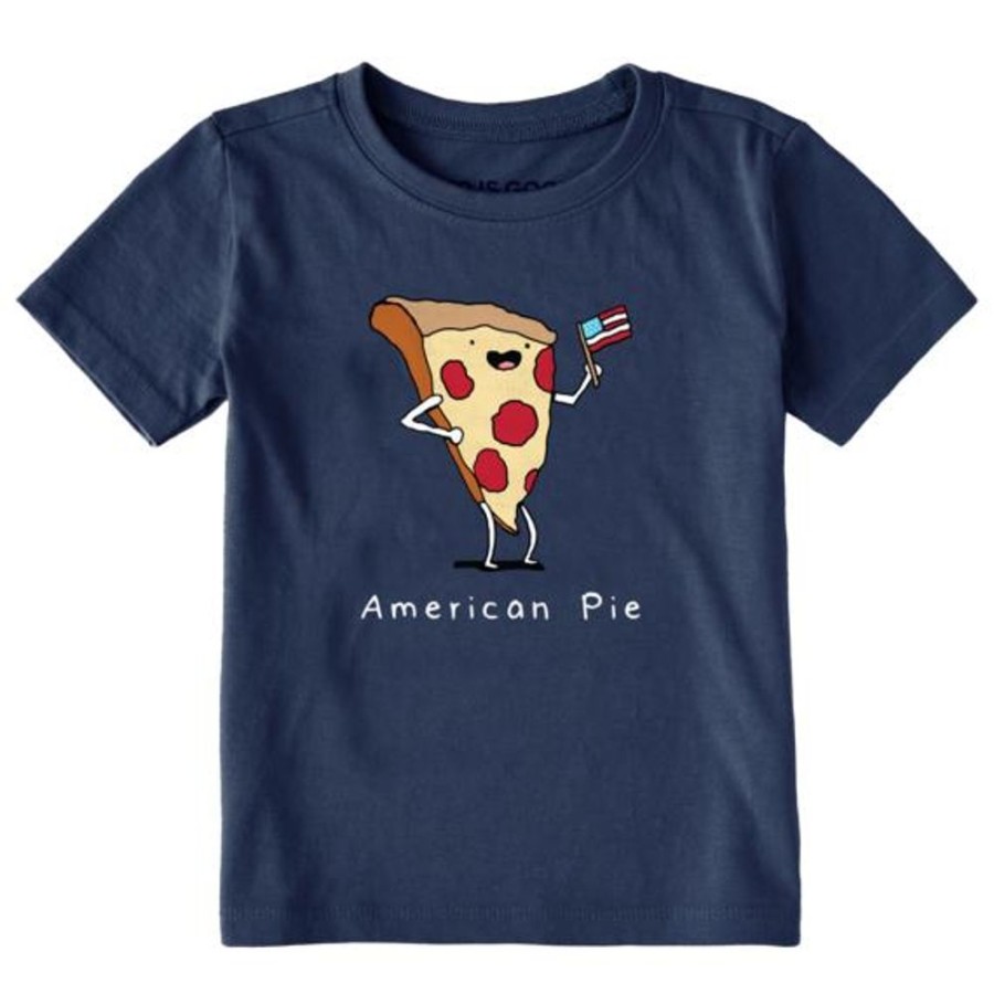 Kids Life is Good | Toddler American Pizza Pie Crusher Tee Darkest Blue