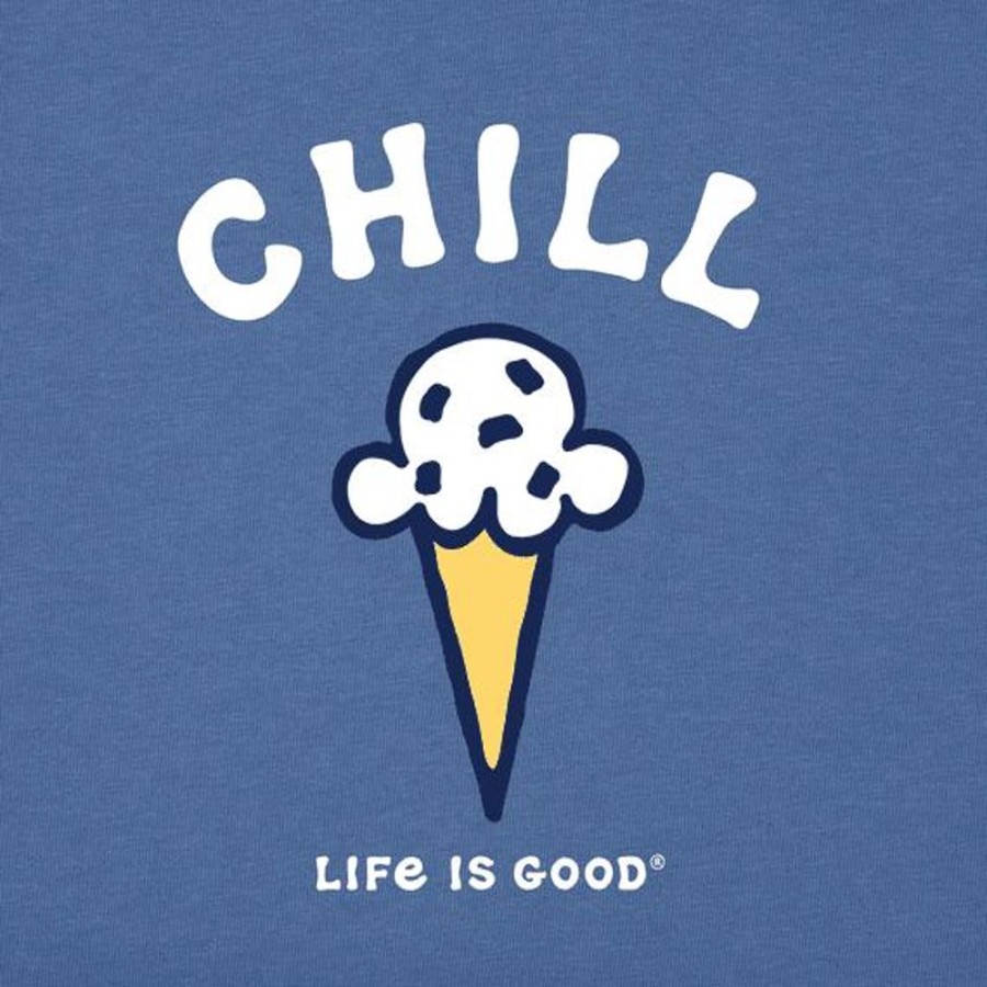 Men Life is Good Graphic Tees | Men'S Chill Ice Cream Crusher Tee Vintage Blue