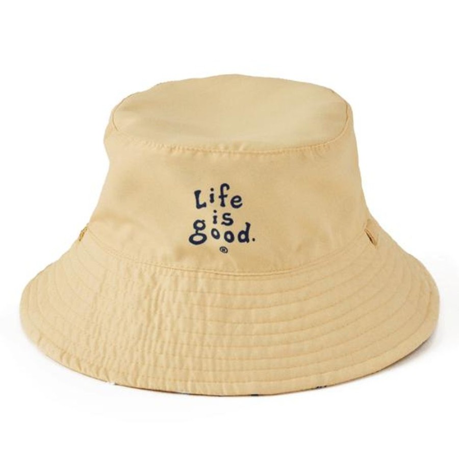 Women Life is Good Hats | Toddler Snorkel Fish Made In The Shade Bucket Hat Sandy Yellow