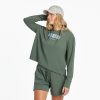 Women Life is Good Crusher-Flex Apparel | Women'S Three Boxed Daisies Crusher-Flex Boxy Hoodie Dark Moss Green