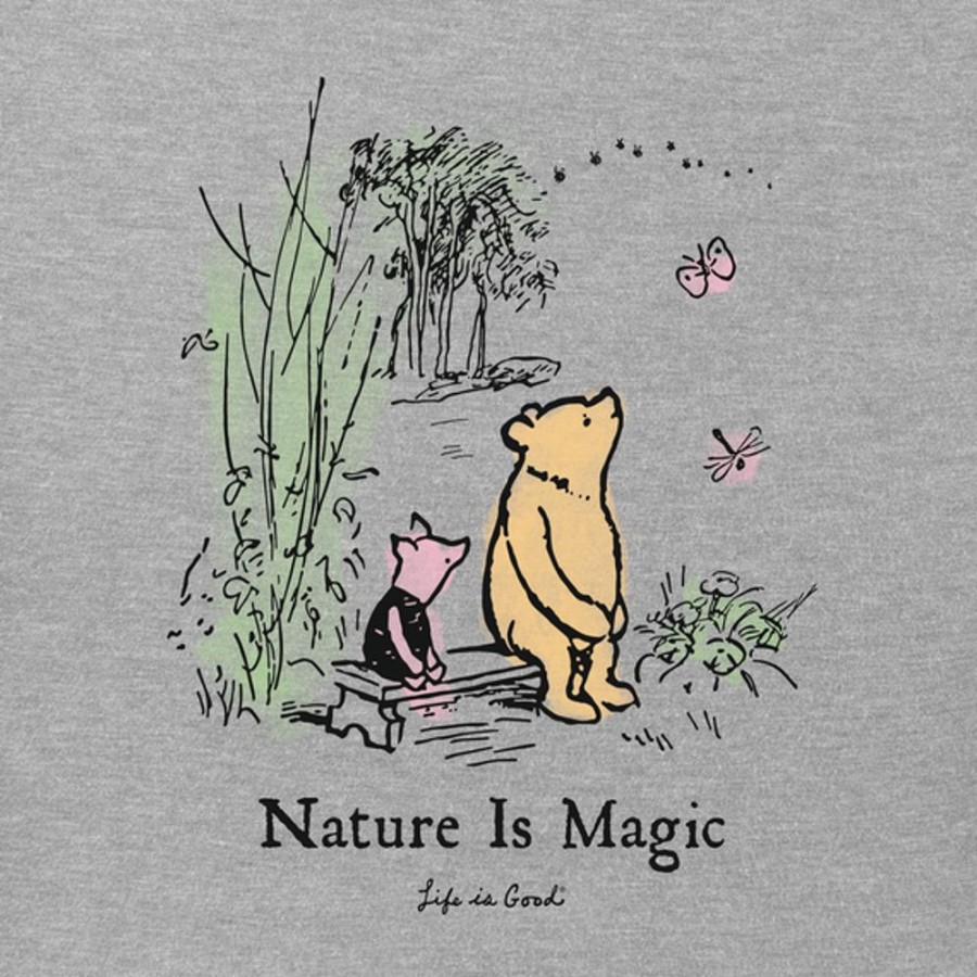 Women Life is Good Graphic Tees | Women'S Winnie & P Nature Is Magic Long Sleeve Crusher Tee Heather Gray