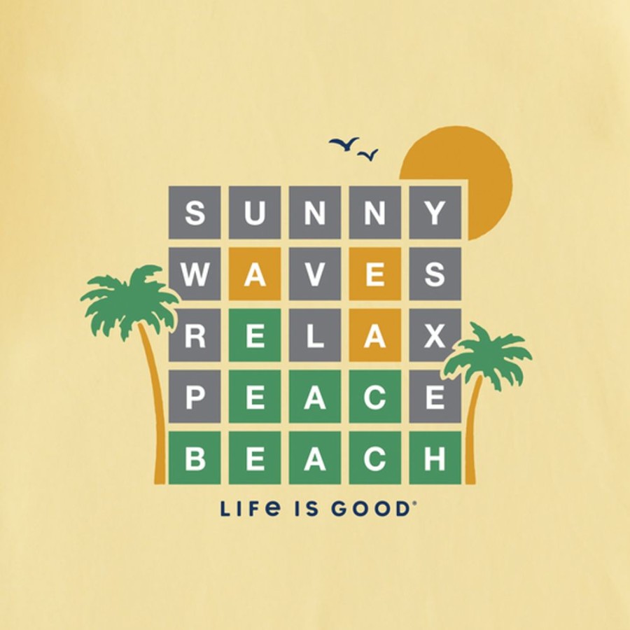 Women Life is Good Graphic Tees | Women'S Beach Word Game Crusher Vee Sandy Yellow