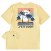 Men Life is Good Graphic Tees | Men'S Clean Beachy Palms Crusher Tee Sandy Yellow